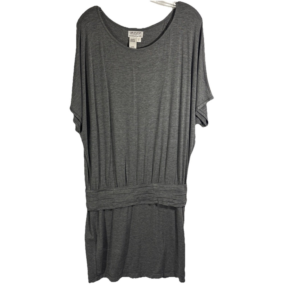MSSP Max Studio Gray Jersey Knit Dolman Sleeve Tunic Dress 1012H50 Large